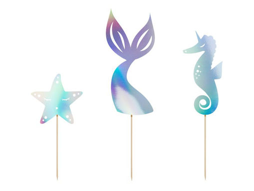 Picture of CAKE TOPPERS MERMAID IRIDESCENT 24.5CM - 3 PACK
